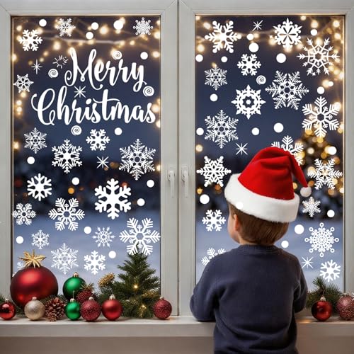 Weihnachtsdeko, 157 Stück Fensterbilder Schneeflocken Weihnachten,...