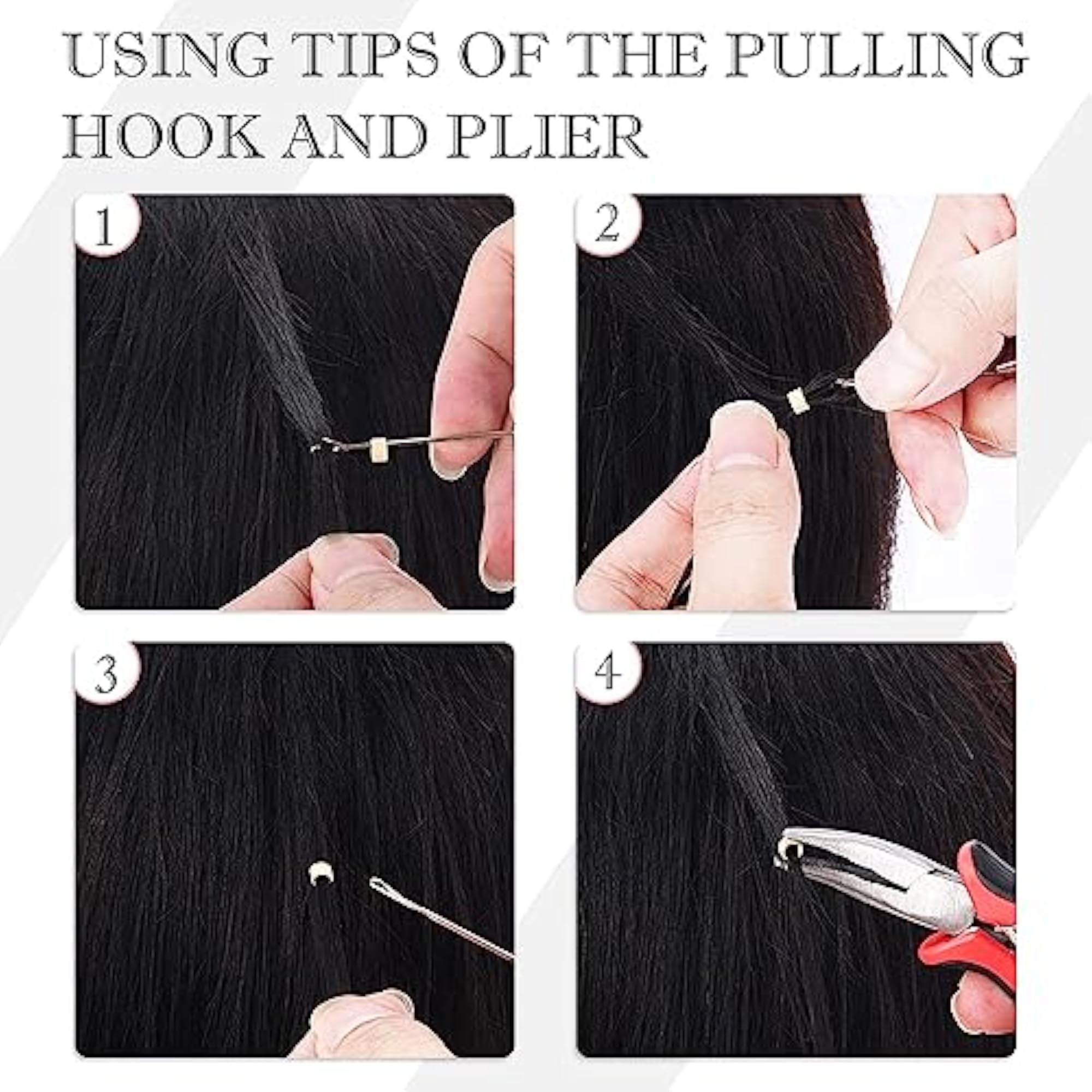 Hair Extension 3 Piece Kit with 1000 Pcs Micro Rings