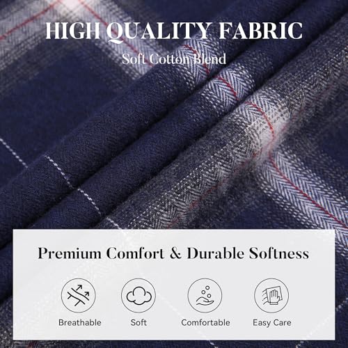 Image of WARHORSEE Flannel Shirt for Men Long Sleeve Button Down Plaid Shirts