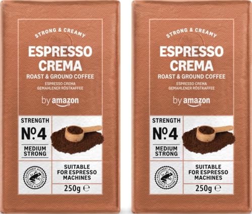 by Amazon Espresso Crema Ground Coffee, 500g (2 x 250g) - Rainforest Alliance Certified