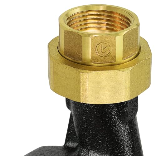 Kaelah 2 Stück Pumpenverschraubung 1 1/2\ x 1\, Hahnverlängerung 1/2 zoll, Aus Messing DN25 inkl für Umwälzpumpe Pumpe Heizung Fitting Montage mit Verschraubung Heizungspumpe Flachdichtung