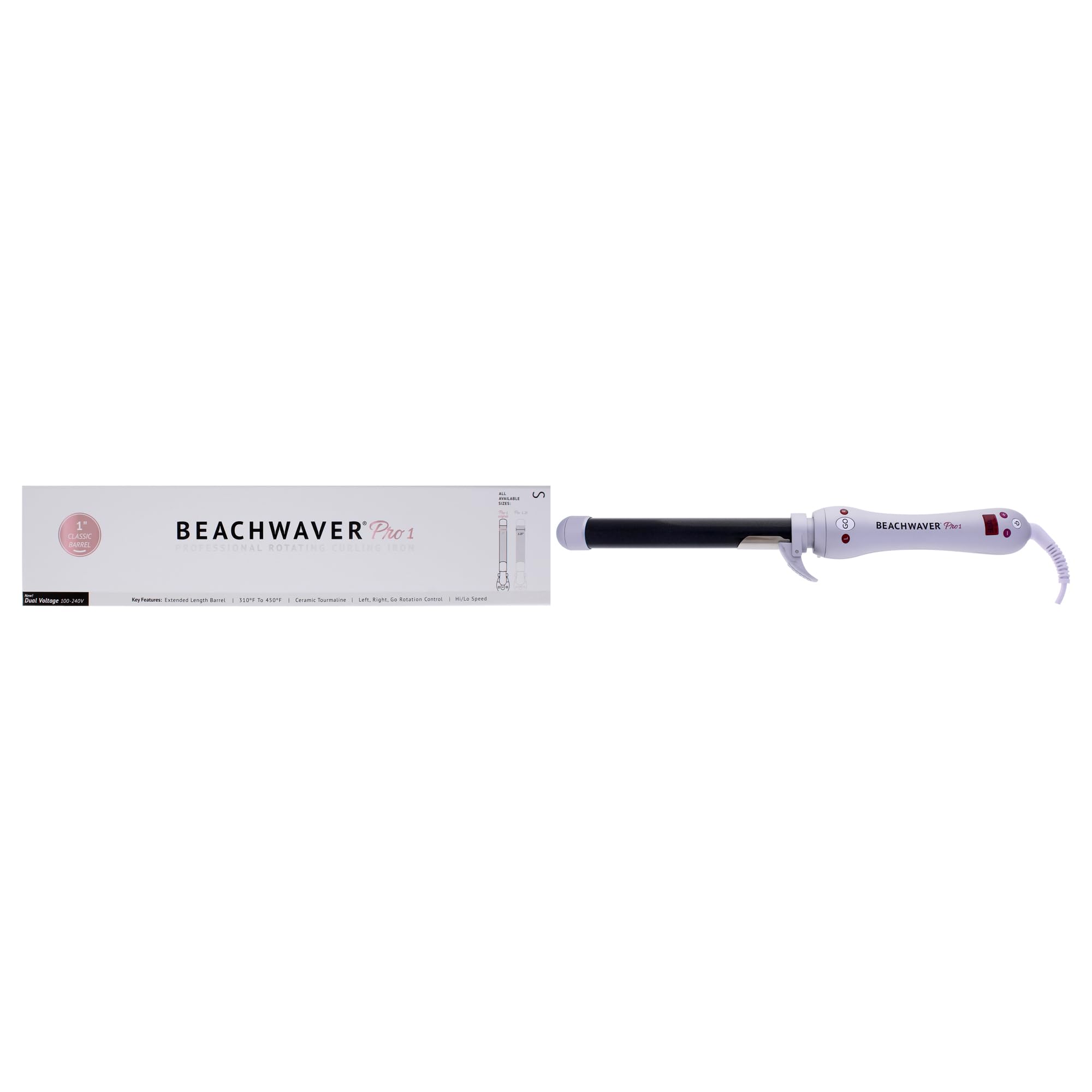 Pro Series Rotating Curling Iron - Pro 1 - US Plug by Beachwaver for Women - 1 Inch