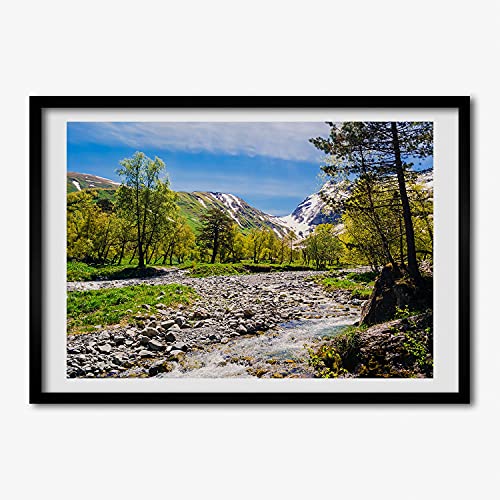 Cadre MDF Tulup 70x50 cm avec tableau moderne de rivière montagnarde