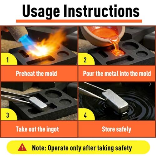 2 PCS MINI Graphite Molds, DIY High-Purity Metal Melting & Casting Kit for Gold, Silver, Copper, Aluminum and Brass - Thumbnail 6