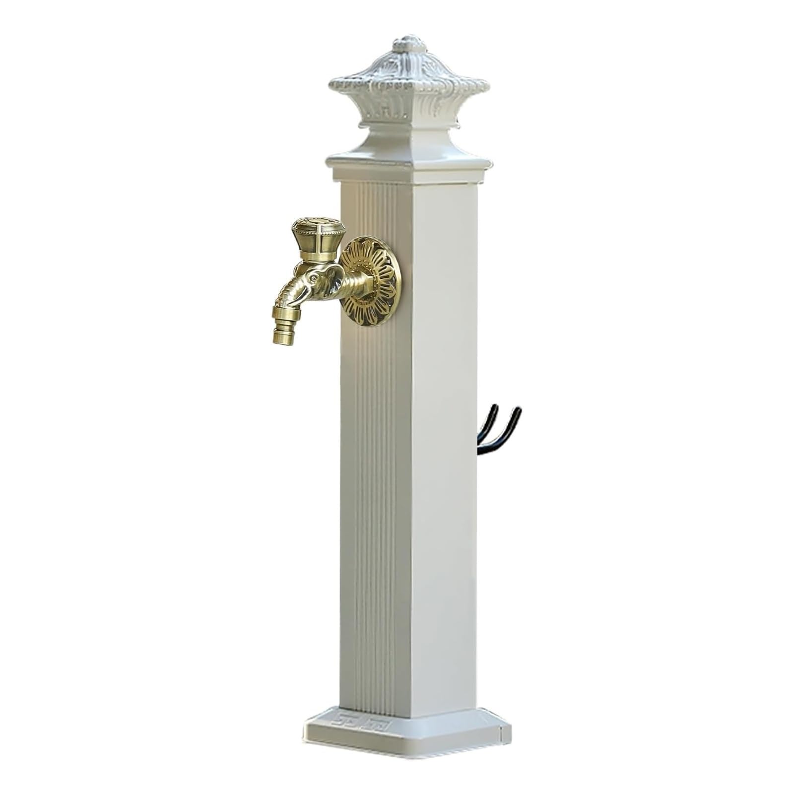 Columna de agua para exteriores, hidrante de jardín independiente de aleación de aluminio con grifo de cobre puro, cubierta protectora, pistola de pulverización de 23 pies, 44.8 pulgadas de alto