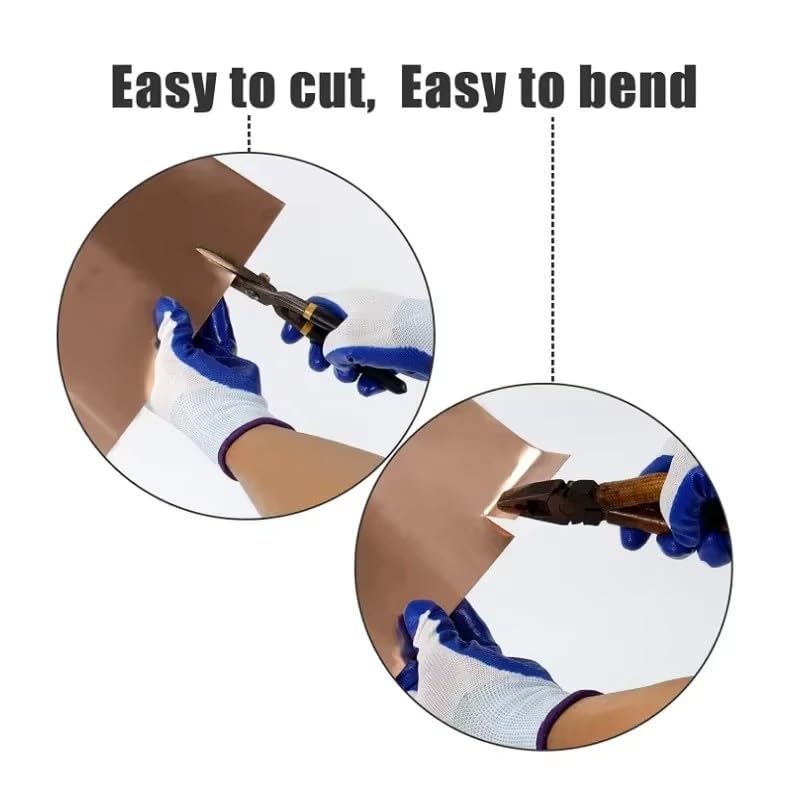 1Pcs 99.9% Copper Foil Shielding Sheet Pure Coppers Cu Metal Sheet Foil Plate Coppers Sheet Thickness 0.05-0.5mm Length1000mm (0.4x100x1000mm)
