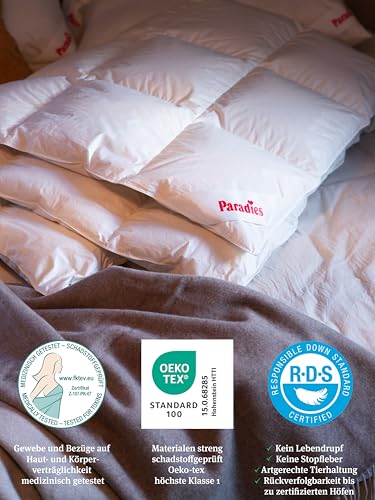 Paradies Daunendecke 135×200 cm Gabi 90 – Ganzjahresdecke mit RDS-Gänsedaunen