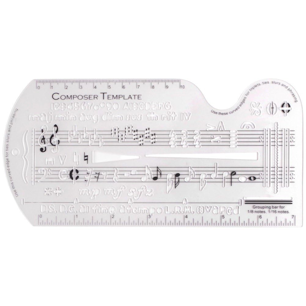 Fituenly Song Writer's Composing Template Stencil for Notes & Symbols Staff Drawing Ruler Composition Accessories