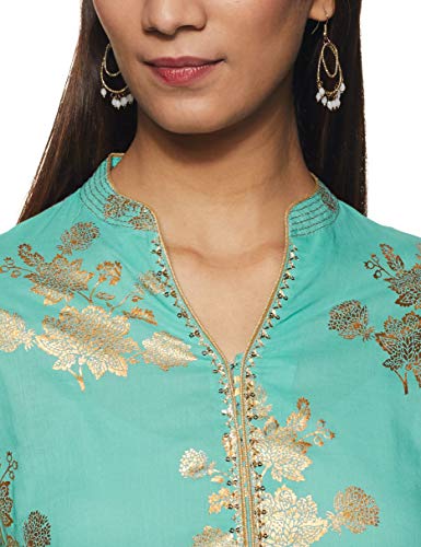 Image of BIBA Women Cotton Straight Kurta Palazzo Suit Set