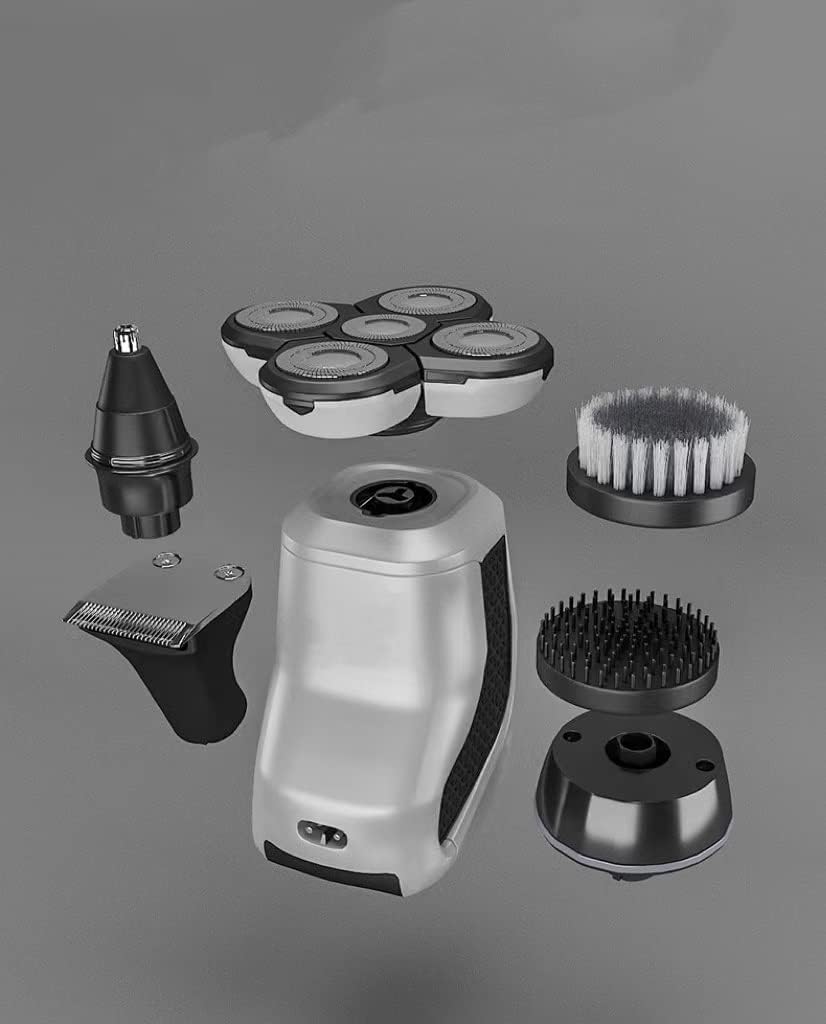 Multifunctional5 in 1Electric Shavers for Men Bald Head Shaver Mens Electric Razors for Shaving Rechargeable Cordless Wet/Dry Rotary Shaver with Clippers Nose Hair Trimmer Facial Cleansing Brus