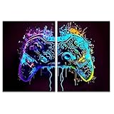 Clyrax 2PCS Vibrant Gaming Posters, Canvas Gaming Wallpaper, Modern Posters for Bedroom, Frameless Wallpaper for Room Decor, Boys Teenager Bedroom & Game Room, Gift Set for Gamers