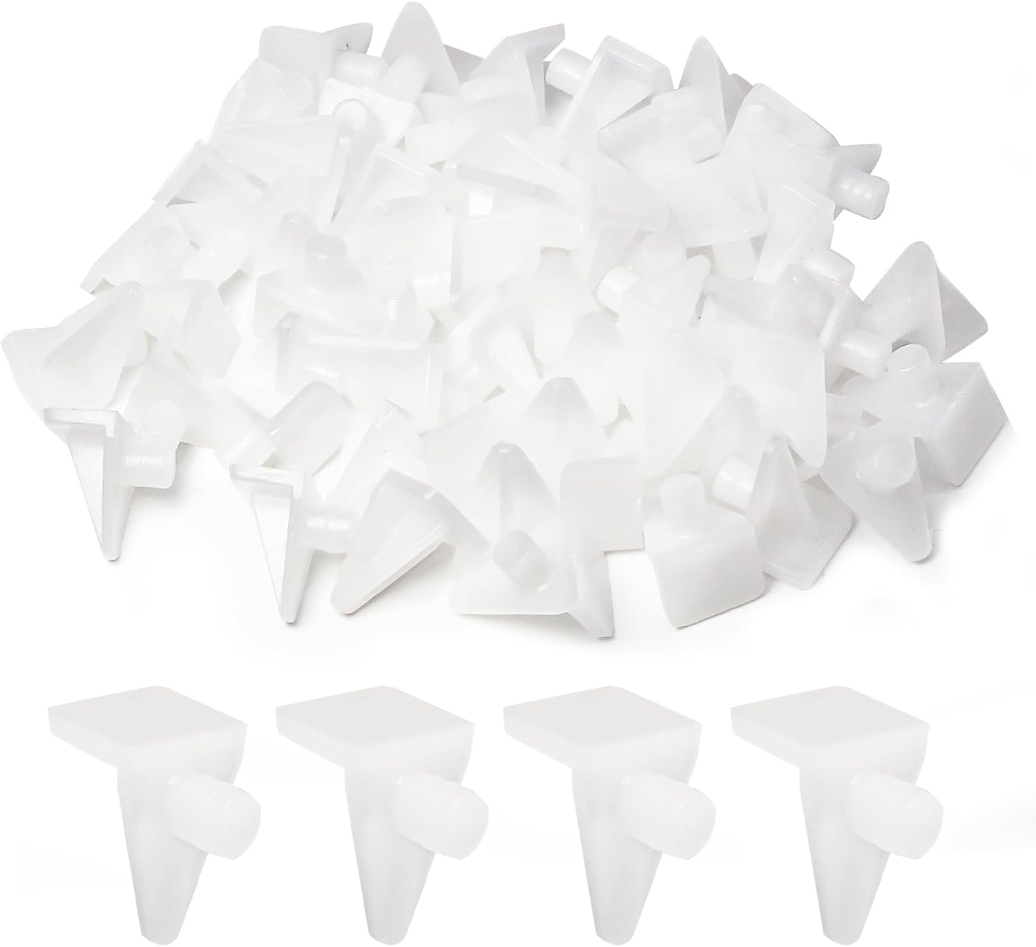 Hordion 60PCS Plastic Shelf Pegs, 5mm Shelf Support Pins Cabinet Shelf Clips, White Shelf Bracket Pegs for Bookcase Cabinets Closet