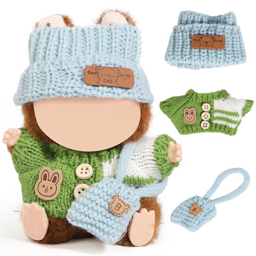 (2 Pack) XMBYGY Doll Clothes for Labubu (for 17/15cm Standing/Sitting Doll)(NO Doll)- Multiple Style Kits Clothes for Dolls Included Figures Clothing +Hat +Shoulder Bag for Girl and Woman - Image 2