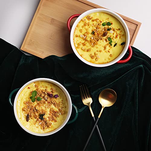 Sweejar Porcelain Soup Bowls With Handles, 28Oz Substantial Crocks For Soup, Oatmeal, Ramen, Functional And Stackable Set Of 4, Dishwasher And Microwave Safe (Red) #TOP5