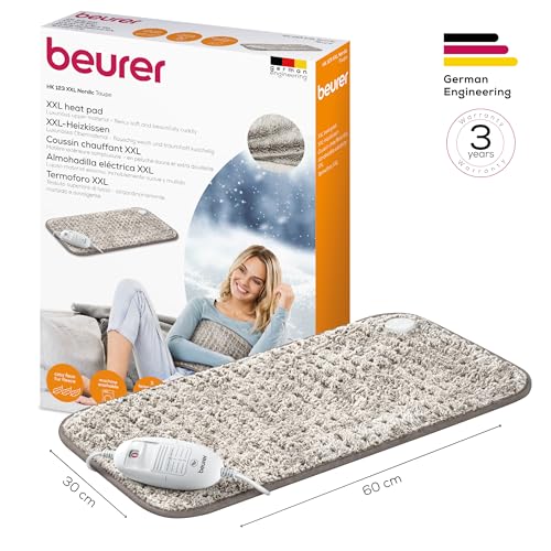 Beurer Heizkissen HK 123 XXL Nordic, kuscheliges Wärmekissen mit 3 Temperaturstufen und Abschaltautomatik, maschinenwaschbar, made in Europe, XXL-Format 60 x 30 cm, Felloptik