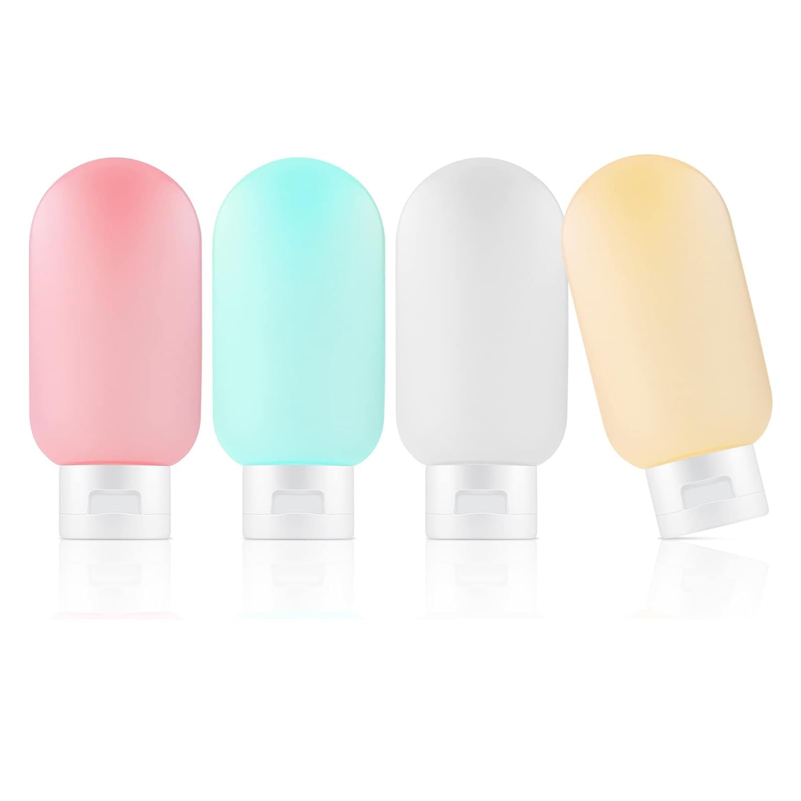 YiYFiT 4Pcs Candy- colors Travel Bottles for Toiletries, 60ml Leak Proof Travel Bottles Refillable Squeezable Containers for Liquids Shampoo Conditioner Lotion Shower Gel