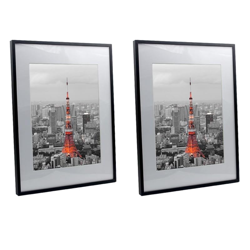 Tengcang 2Pcs A4 Photo Frame 21 * 30 Aluminium Picture Frame with Glass Certificate Frame Wall Gallery Frame for Wall Mount Horizontally or Vertically (Black)