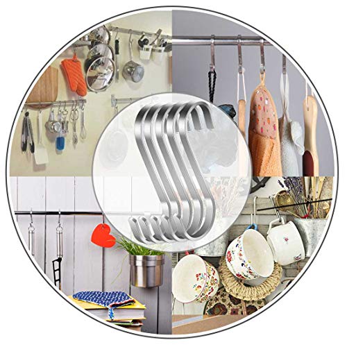WEERSTONE 18 Pack S Hooks Stainless Steel S Shaped Hooks Heavy Duty Metal Hooks for Kitchen Utensils Office Bathroom Closet Workshop Garage Office Household Home Essential - Image 4