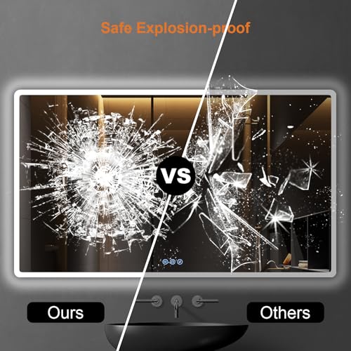 Espejo Baño con Luz 120x70cm, Espejo Baño LED con Antivaho, 3000K/4500K/6000K, Regulable, Memoria y Cristal Templado HD(IP65), Espejo con luz baño Led Horizontal/Vertical - imagen 5