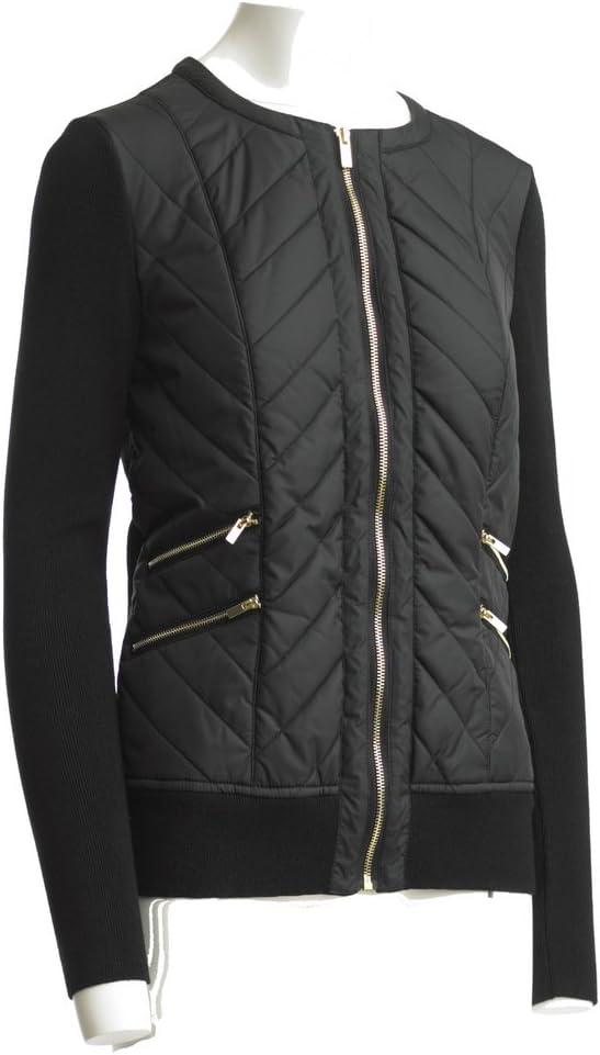 Ladies Fashion Quliting Round Neck Sweater Jacket