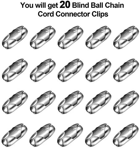 Pangda 20 Pack Replacement Vertical Roman Roller Blind Ball Chain Cord Connector Clips (Stainless Steel)