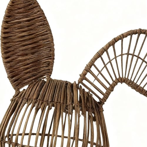 Conejo de Pascua de mimbre artificial para decorar tu mesa y jardín de primavera 7