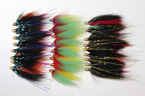 Tigofly 24 Stück 3 Muster sortierte beliebte Kegelkopfrohr-Fliegen Lachs Forelle Stahlkopf Fliegenfischen Fliegenköder-Set