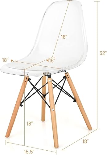 Miniatura 3 de Nightcore - Juego de 4 sillas de comedor, modernas sillas de comedor de acrílico transparente de mediados de siglo con patas de madera de haya