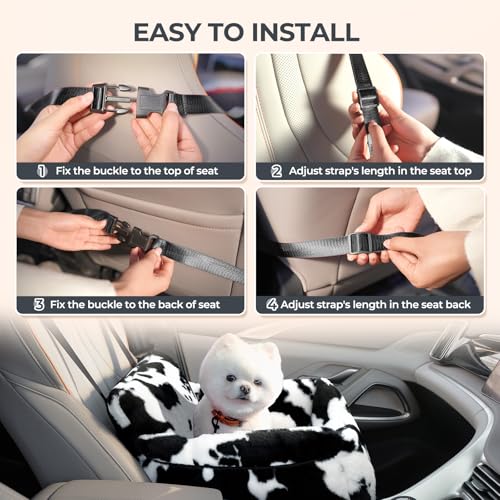 Image of BurgeonNest Dog Car Seat for Small Dogs & Cats Under 25 lbs, Milk Cow
