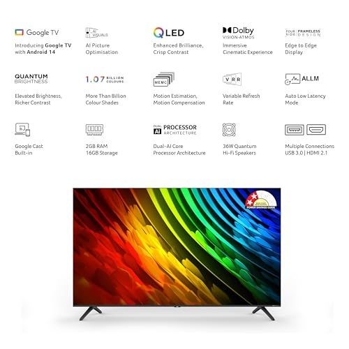 Image of acer 139 cm (55 inches) V PRO Series 4K Ultra HD Smart QLED Google TV AR55QDQGR2851AD