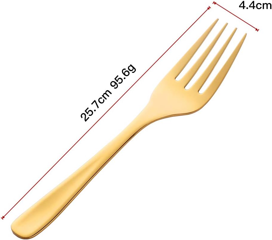 Buffet Serving Forks, Stainless Steel 10 Inch Gold Plated Server Meat Fork Set of 2, Large Salad Serverware Utensils, Dishwasher Safe