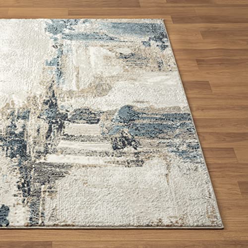 Luxe Weavers Camellia Collection 1660 Blue 9X12 Distressed Abstract Area Rug #TOP6
