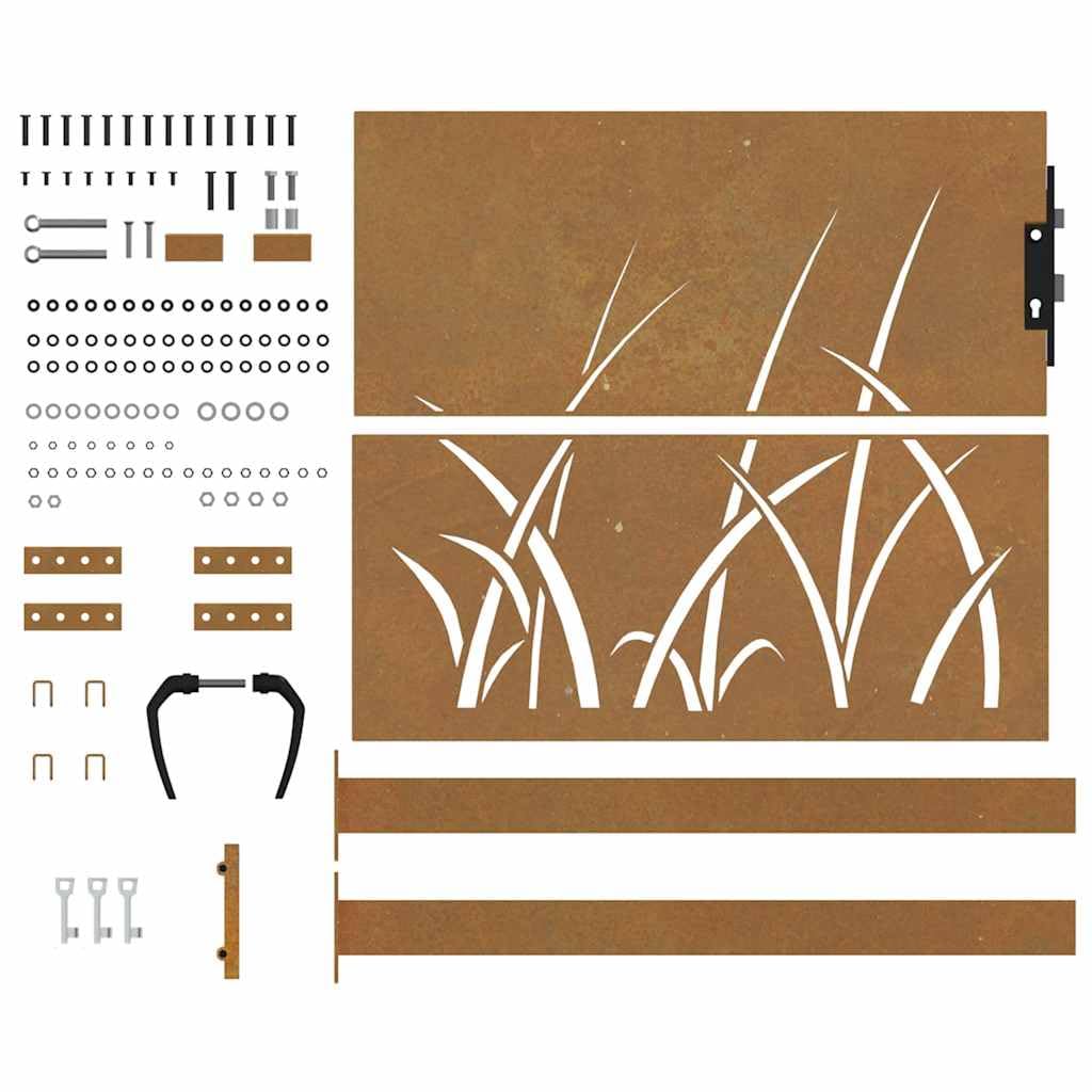 Portal Jardín Acero Corten 100x100 cm Diseño Láser Bloqueable
