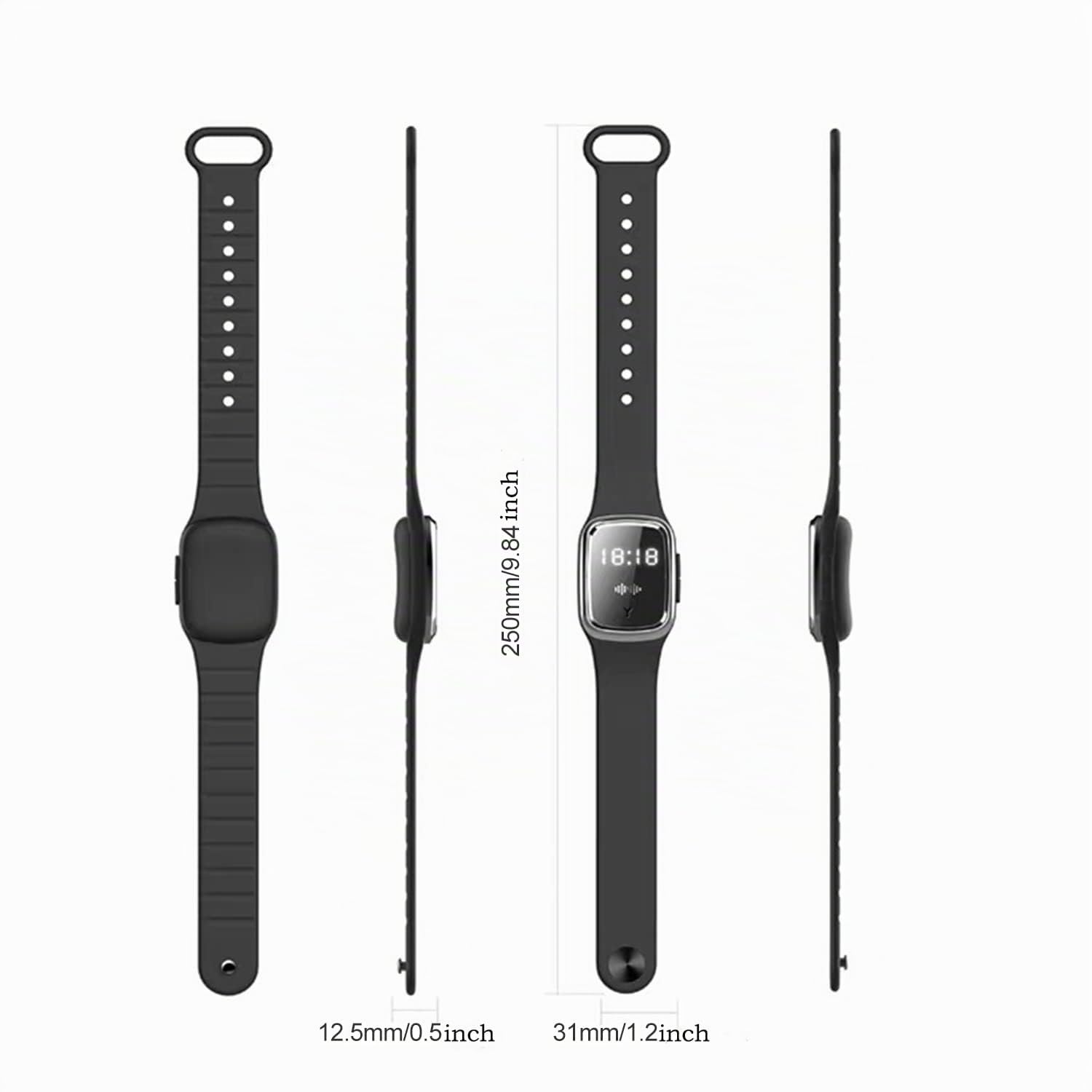 Mückenschutz-Armbänder, wasserdicht, Ultraschall, USB, wiederaufladbar, Anti-Moskito-Uhr, für Strand und Angeln, Erwachsene und Kinder, 130 Stunden Akkulaufzeit, Anzeige der Uhr