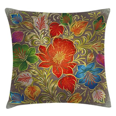 Ambesonne Grunge Grey Floral Cushion Cover Cover