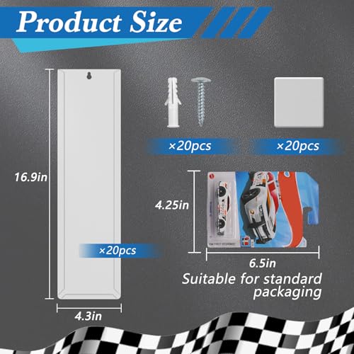 Pack of 20 Model Car Display Case Wall Mounted Compatible with Match Box Hot Wheels Packaging Cars Display Case, Model Car Storage Display Case Display Shelf