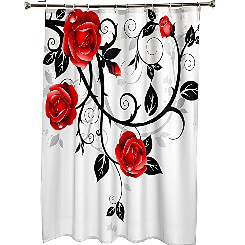 Rideau de douche anti humidité polyester rouge noir KnSam 165x180 - 7