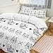 Dog Shiba Duvet Cover Set, Cute Seamless Cartoon Dog with Bones Paws Decorative 3 Piece Bedding Set with Comforter Cover and 2 Pillow Shams - All Season Duvet Cover Set for Pet Lovers, Full Size