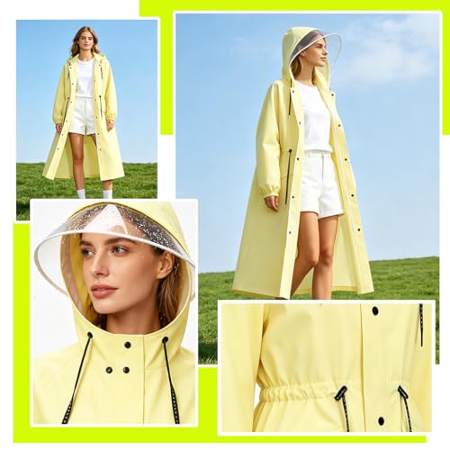 Image of PALAY Rain Ponchos for Men Women, Reusable PEVA Raincoats with Hood for Rain Ponchos for Camping, Hiking, Music Festival, Outdoor Activities