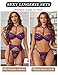 Avidlove Lingerie For Women Sexy Bra And Panty Sets With Garter Belt 3 Piece Underwire Lingeries Set Babydoll Bodysuit Purple