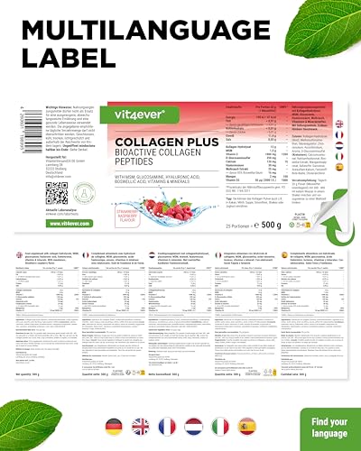 Kollagen für Gelenke Vit4Ever Collagen Plus 500 g Pulver mit MSM
