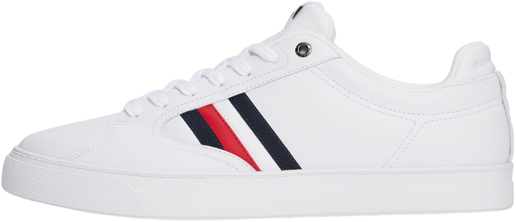 Tommy Hilfiger Men's Icon Court Stripes Leather Cupsole Trainers, White (White), 10.5