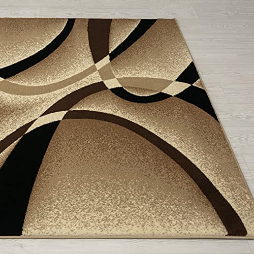 Luxe Weavers 2305 Geometric Abstract Beige 9x12 Rugs for Living Room
