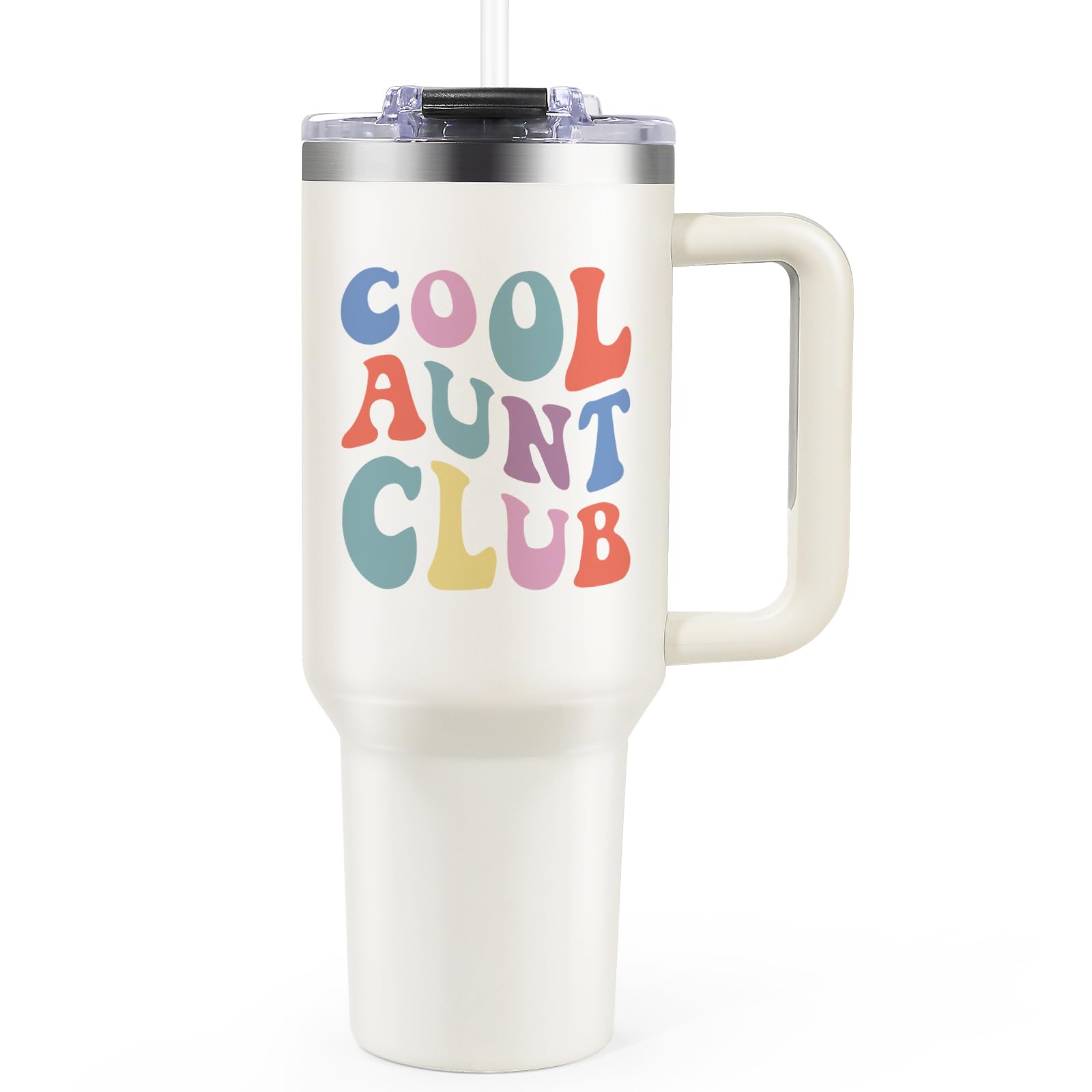 Auntie Gift Ideas, Aunt Gifts from Niece, Nephew - Cool Aunt Gift for Aunts to Be, Auntie, New, Promoted to Aunts - Birthday, Mothers Day, Christmas Gifts - 40oz Tumbler W Lid Straw