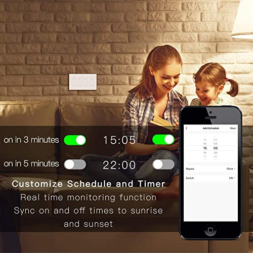 Moes Wifi Smart Light Switch, 4 Gang No Screw Panel Smart Life/Tuya App Wireless Remote Control Wall Switch Timer For Lights, Compatible With Alexa, Google Home, Neutral Wire Required, No Hub Required #TOP6