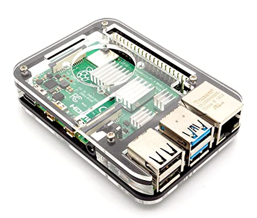 Preisvergleich Produktbild BerryBase Slim Acryl Gehäuse für Raspberry Pi 4, Stackable, transparent / schwarz