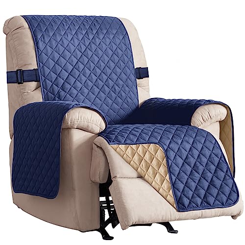 RHF Reversible Oversized Recliner Cover, Chair Slipcover, Pet Cover - Machine Washable (XRecliner: Navy/Sand)
