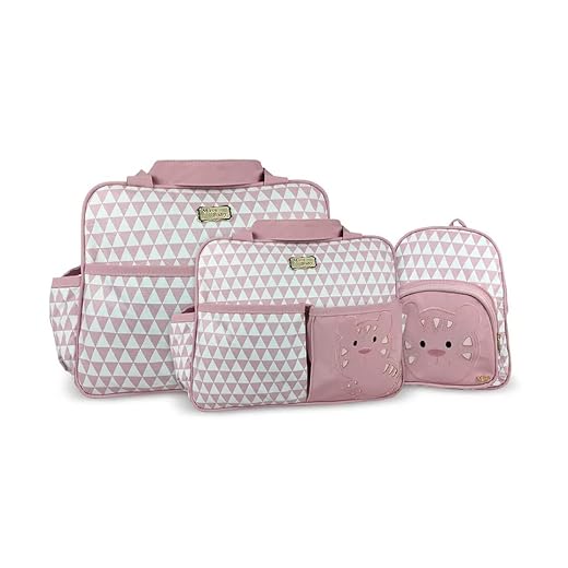 Kit Bolsa Maternidade + Mochila Menina Menino 3 Peças Tigre Felino Super Luxo Rosa