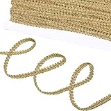 14.7 Yards Gold Metallic Gimp Braid Lace Trim Ribbon, Sewing Centipede Braided Lace, 8mm Wide Decorated Gimp Trim for Wedding Bridal Home Decor DIY Crafts