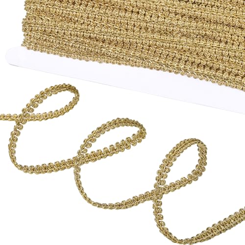 Sewing Centipede Braided Lace, 14.7 Yards Gold Metallic Gimp Braid Lace Trim Ribbon, 8mm Wide Decorated Gimp Trim for Wedding Bridal Home Decor DIY Crafts by Xyembu - Used condition - US$5.58